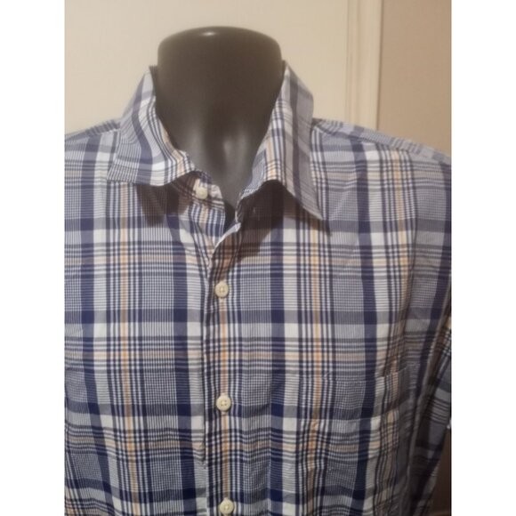 Peter Millar Plaid Short Sleeve Button Down Shirt Adult XL Blue White Mens - Picture 5 of 13